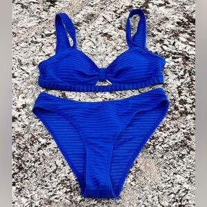 SHEIN Electric Blue Textured Bikini